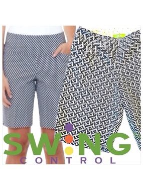 Swing Control Blue/White Geo Pattern Vented Techno Shorts (8)
